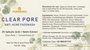 clear pore anti acne face wash (100g) 2% salicylic acid + neem