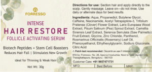 intense hair restore serum (30g) biotech peptides & stem cell boosters