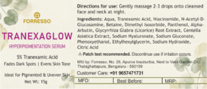 tranexaglow hyperpigmentation serum (15g) 5% tranexamic acid + alpha arbutin